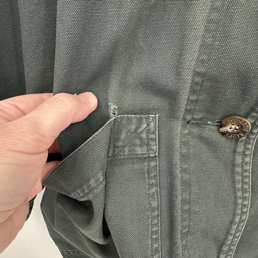 EDDIE BAUER barn jacket plaid lined western green vintage MEDIUM - Picture 6 of 13